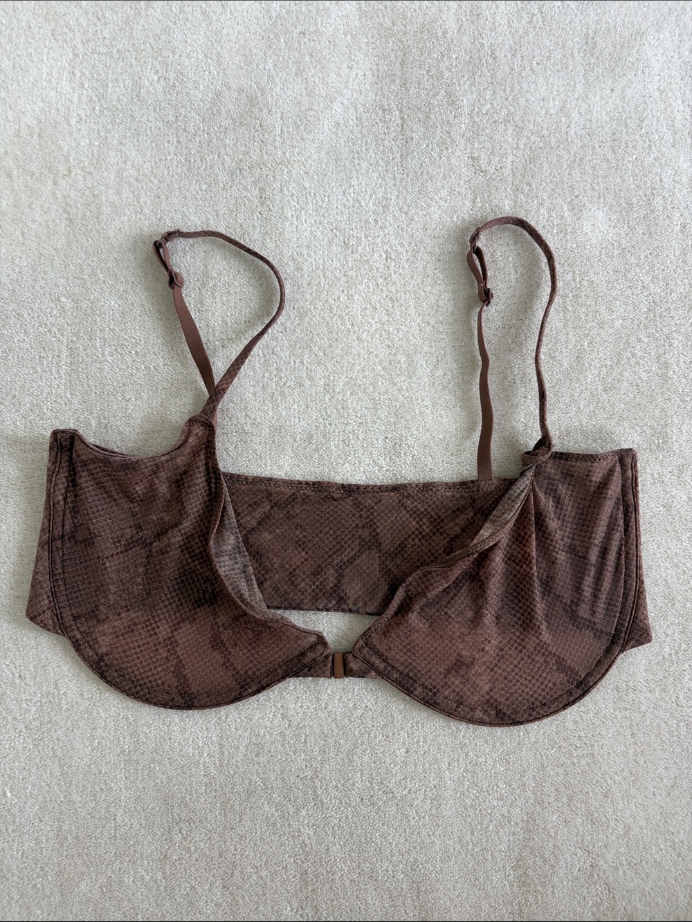 NWOT SKIMS Jasper Brown Snake-Print Unlined Underwire Bra